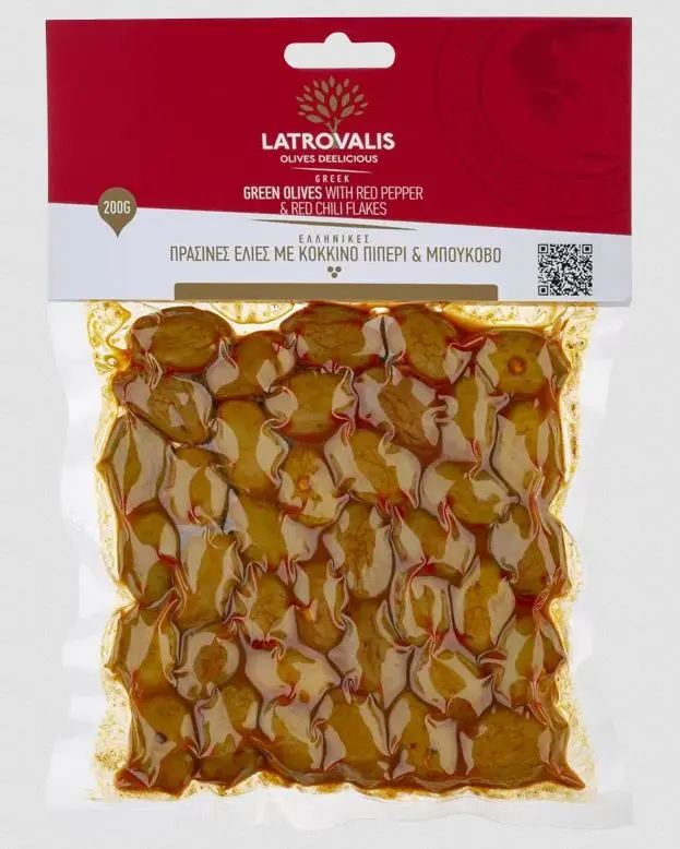 Oliwki zielone z pestkami marynowane z papryką i chili 200g/15 LATROVALIS 