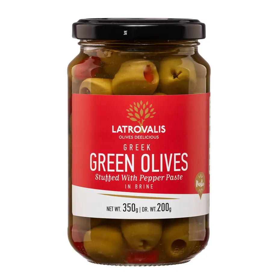 Oliwki zielone z pastą paprykową 350/200 g Latrovalis 